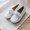 [Babyzzam] Unisex Leather Ribbon Loafers White [7066-10001]