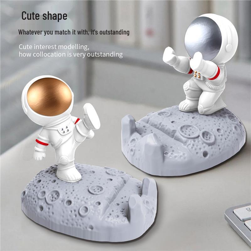 Astronaut Figurine Phone Holder: Creative Plastic Desktop Decor & Gift
