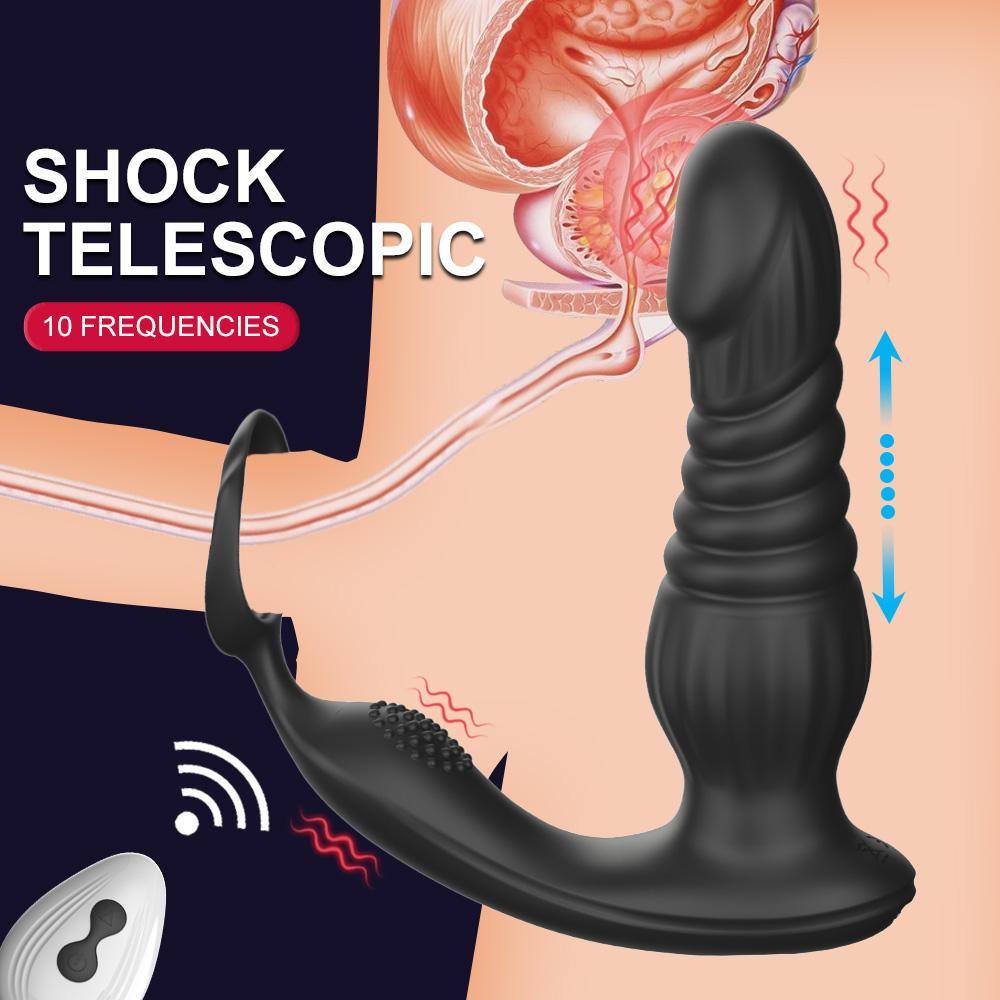 Manlig Stötvibrator Prostata Massager För Män Gay Penis Ring Butt Plug Prostata Massage Stimulator Analsexleksak För Par