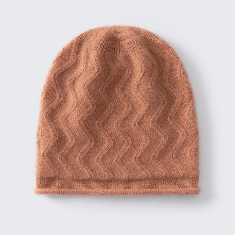 Autumn and Winter New% Pure Cashmere Hat for Men and Women Warm Knitted Casual Crimped Wool Hat