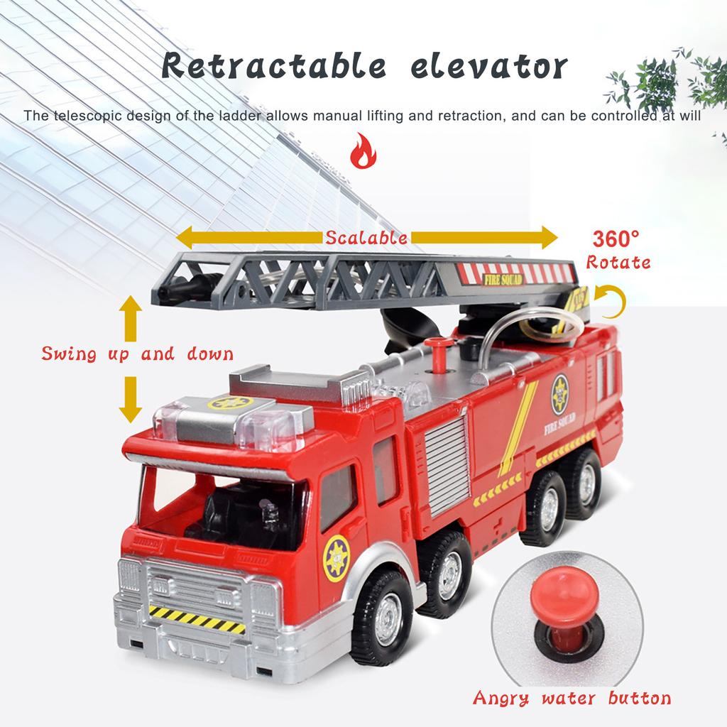 Spray Water Truck Toy Fireman 360?? Fire Truck Car Music Light Educational Toys