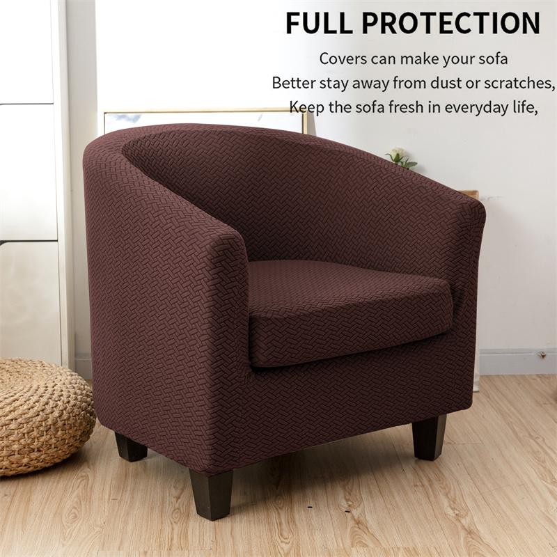T Jacquard Stretch Tub ArmChair Cover Single Sofa Cover Club Sofa Slipcover for Living Room Couch Covers with Seat Cushion Case