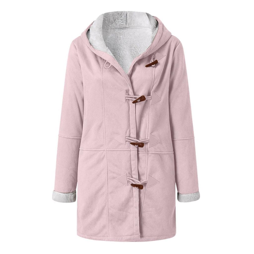 Winter Minimalistischer Einfarbiger Lässiger Knopf Cardigan Warmer Mittellanger Damenmantel mit Kapuze