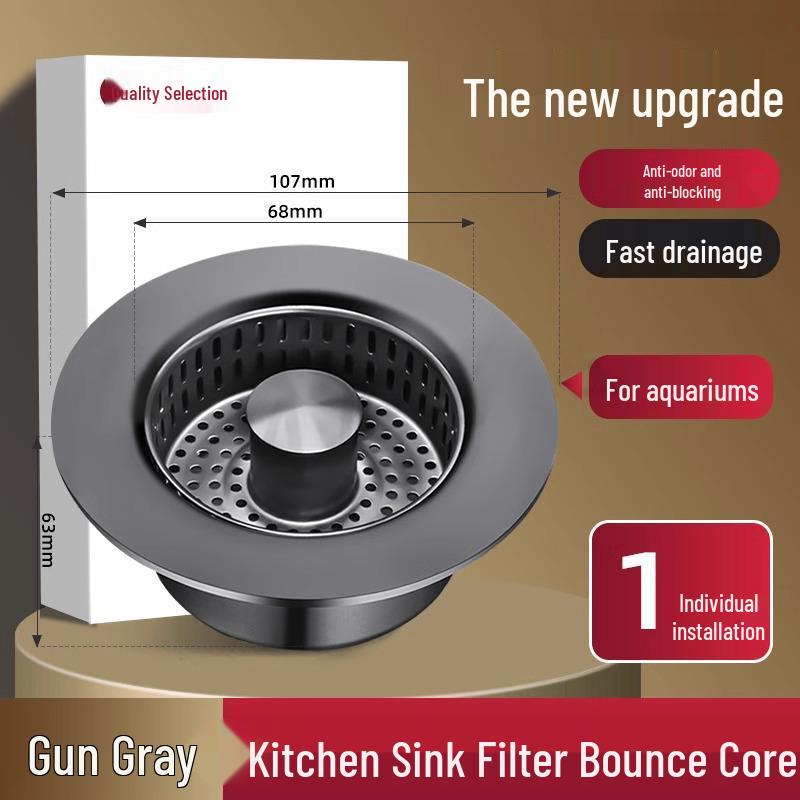 Push-Type Sink Leak Stopper: Universal Bounce Core Drainer & Deodorant Filter for Washbasins