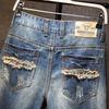 Trendy Men's Ripped Denim Shorts - Summer 2026, Loose Mid-Length 5-Point Fit, Plus Sizes Available