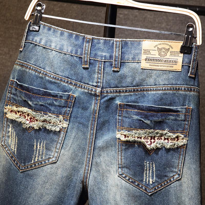 Trendy Men's Ripped Denim Shorts - Summer 2026, Loose Mid-Length 5-Point Fit, Plus Sizes Available