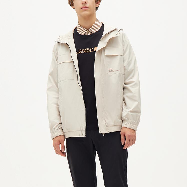 FILA Pocket Sports Hooded Woven Logo Jacket Men Jacket White-Birch Gray F11M138753F-GY