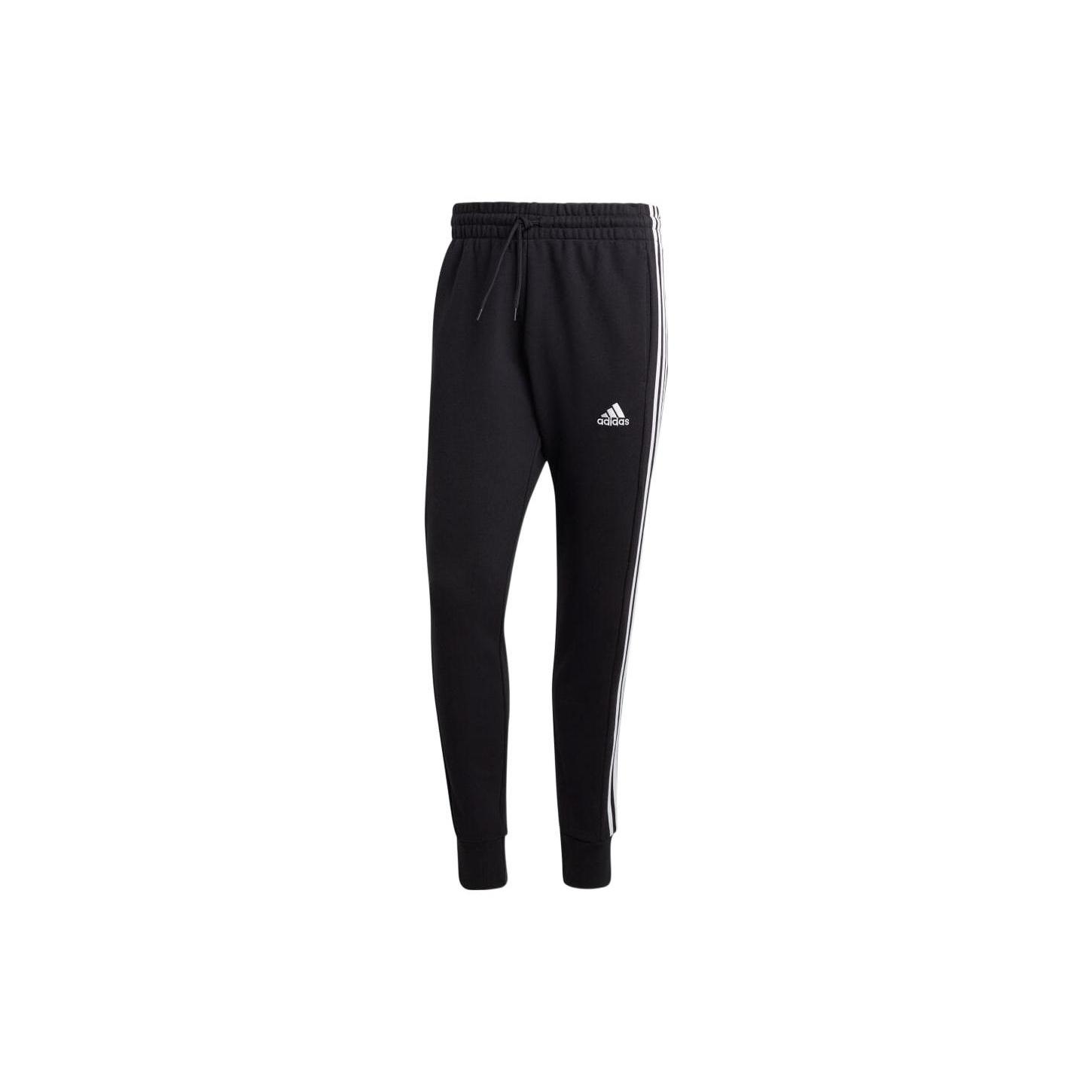 adidas Essentials French Terry Tapered Cuff 3-Stripes Pants Black Men s HA4337 S