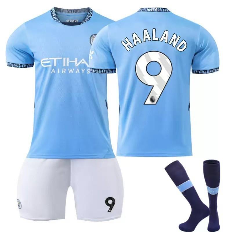2425 Manchester City Jersey Home No. 9 Harland 17 De Braunet 10 Gralish Football Shirt Set
