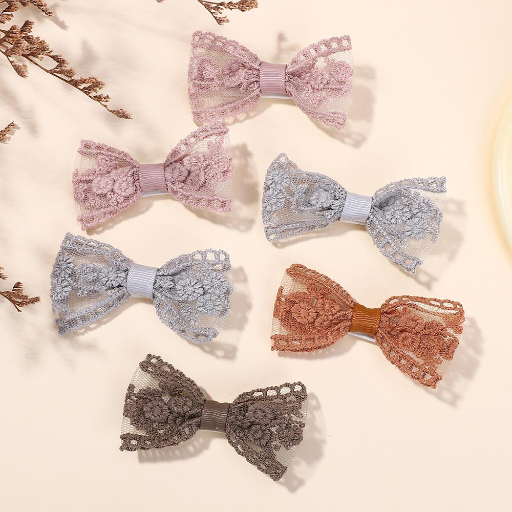 40pcs Lace Embroidery Bow Hair Clip Random Solid Hair Pin Retro Elegant Headband with Clips Girls Kid Hair Accessories Gift