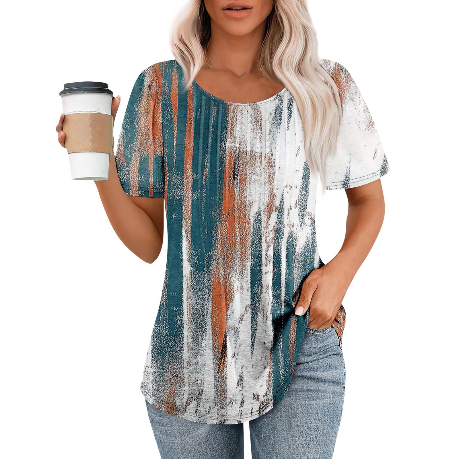 

Жіноча модна повсякденна плісирована футболка з круглим вирізом і бантом з короткими рукавами M