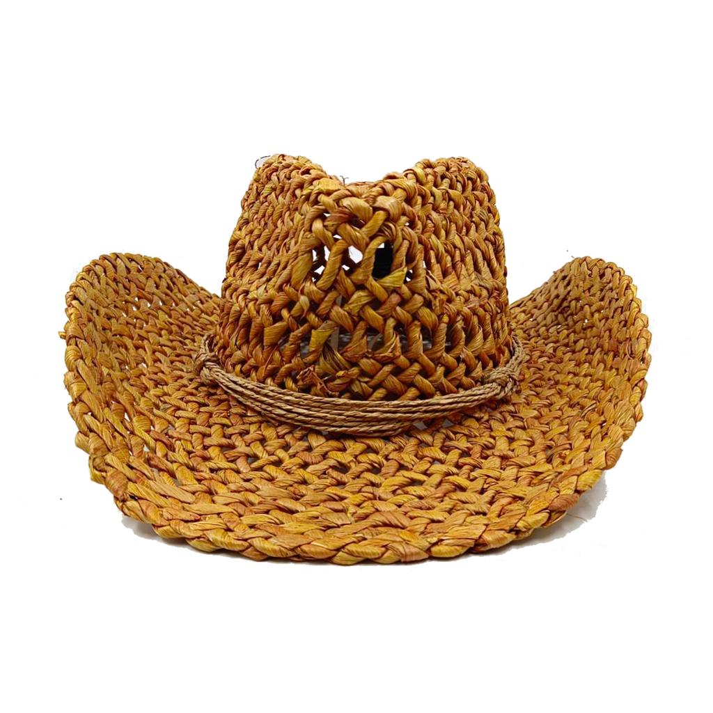 Western cowboy straw hat men and women retro wide-brimmed Cowboy Straw Hat Embroidered Wide Brim chapeau cowboy