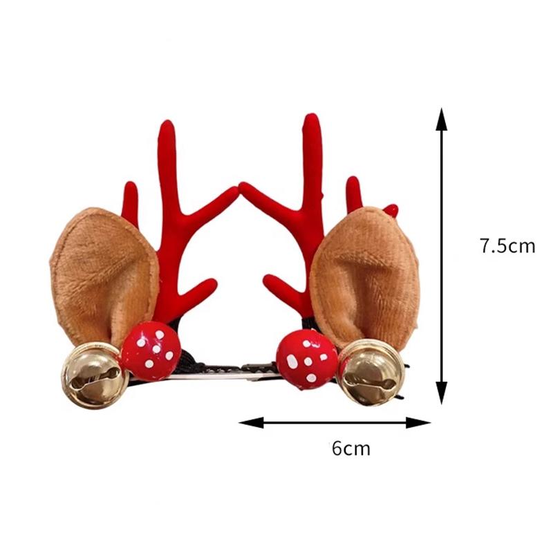1pair Christmas Red Antler Hair Clip Accessories for Kids Side Hair Clip for Children's Hair