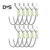 6/12/24Pcs Luminous Live Shrimp Fixing Hook Heavy Duty Metal Barbed Fishhook Freshwater Saltwater Catfish Bass Fishing Hook Fishing Accessories
