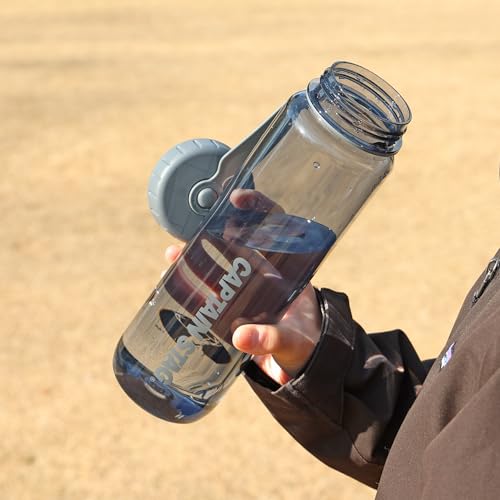 Captain Stag Water Bottle, Sports Bottle, Water Bottle, 1000ml, Direct Drinking, Rice Gradient, 6 Cups, BPA-Free, Clear Black, UY-7093