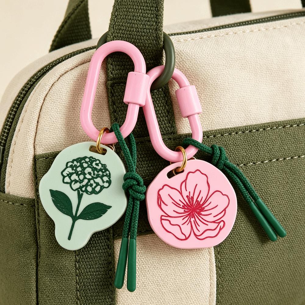 Cute Rope Woven Pendant Acrylic Bag Chain Charms Backpack Decor Floral Keyring  School