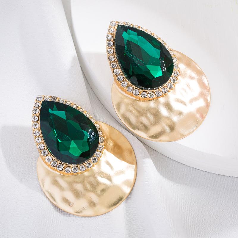 

Женские серьги с преувеличенными каплями воды в форме цветного стекла и кристаллами, простые персонализированные серьги OneSize зелёный