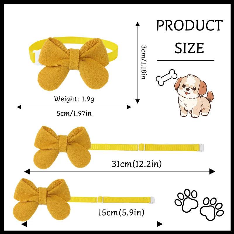 New Plush Bow Pet Collar Dog Decorative Bow Tie Adjustable Webbing Cat Neck Ring