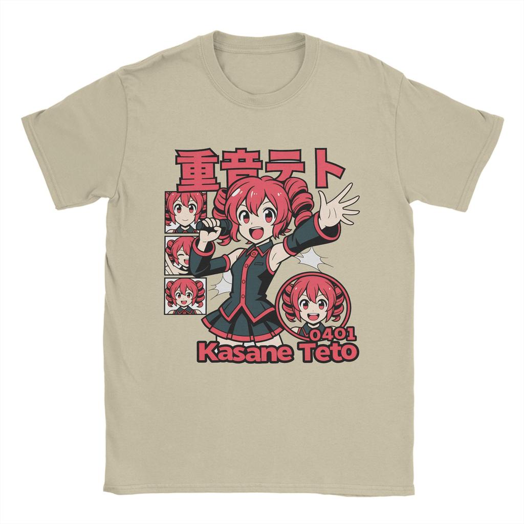 Kasane Teto Anime T-Shirt Sommer Baumwoll-T-Shirts Für Männer Trendiger Print T-Shirt Kurzarm Vintage T-Shirts