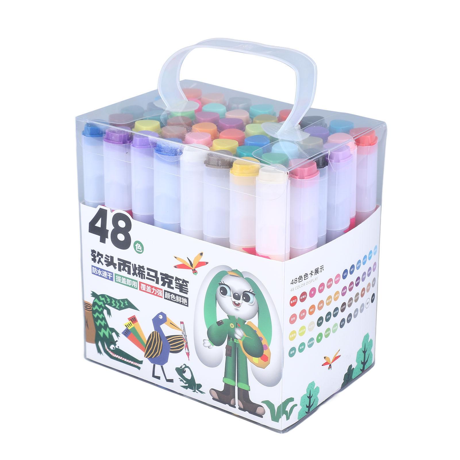 

48 шт. Акриловые маркеры с мягким наконечником, яркие, водостойкие, быстросохнущие, разных цветов, маркеры для граффити