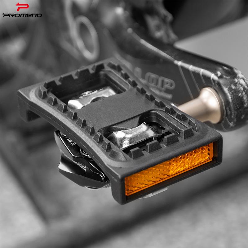 Mountain Bike Pedal Cleats Converter: Clipless To Flat with Straps & Reflectors