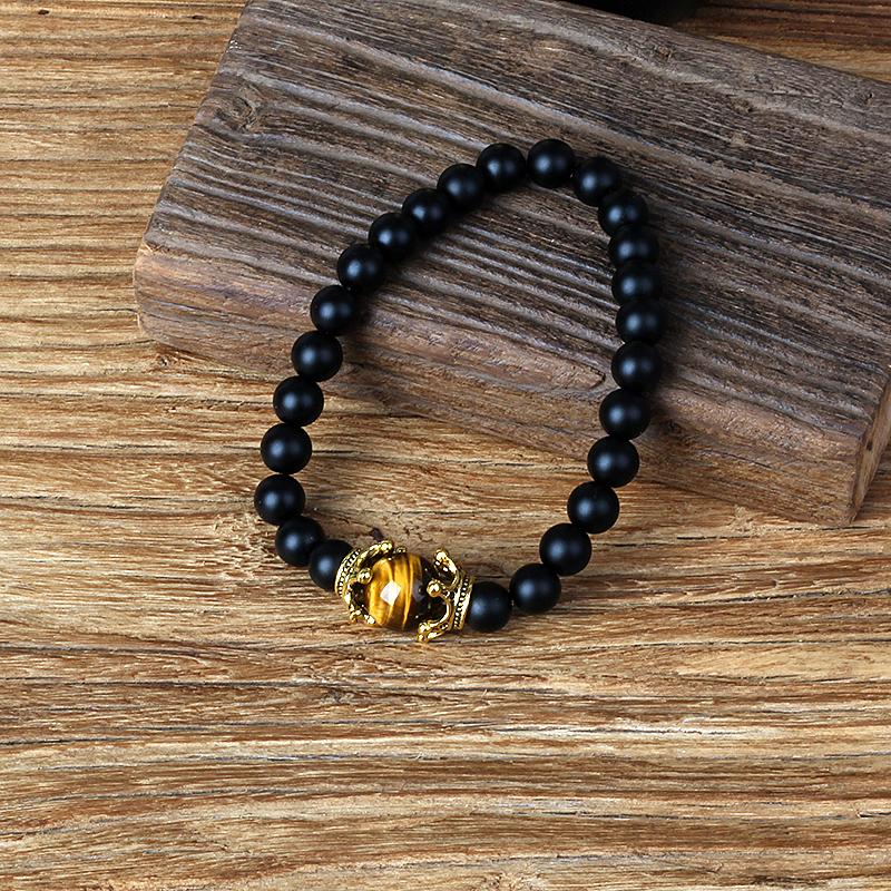 

Antique Crown Tiger Eye Bracelets Men Nature Energy Stone Bead Charm Bracelet Vintage Double Dragon Claw Tiger Eye Stone Jewelry 17cm-6.69inch