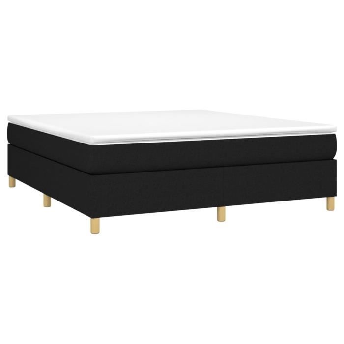 3144532 vidaXL Lit à sommier tapissier avec matelas Noir 160x200 cm Tissu