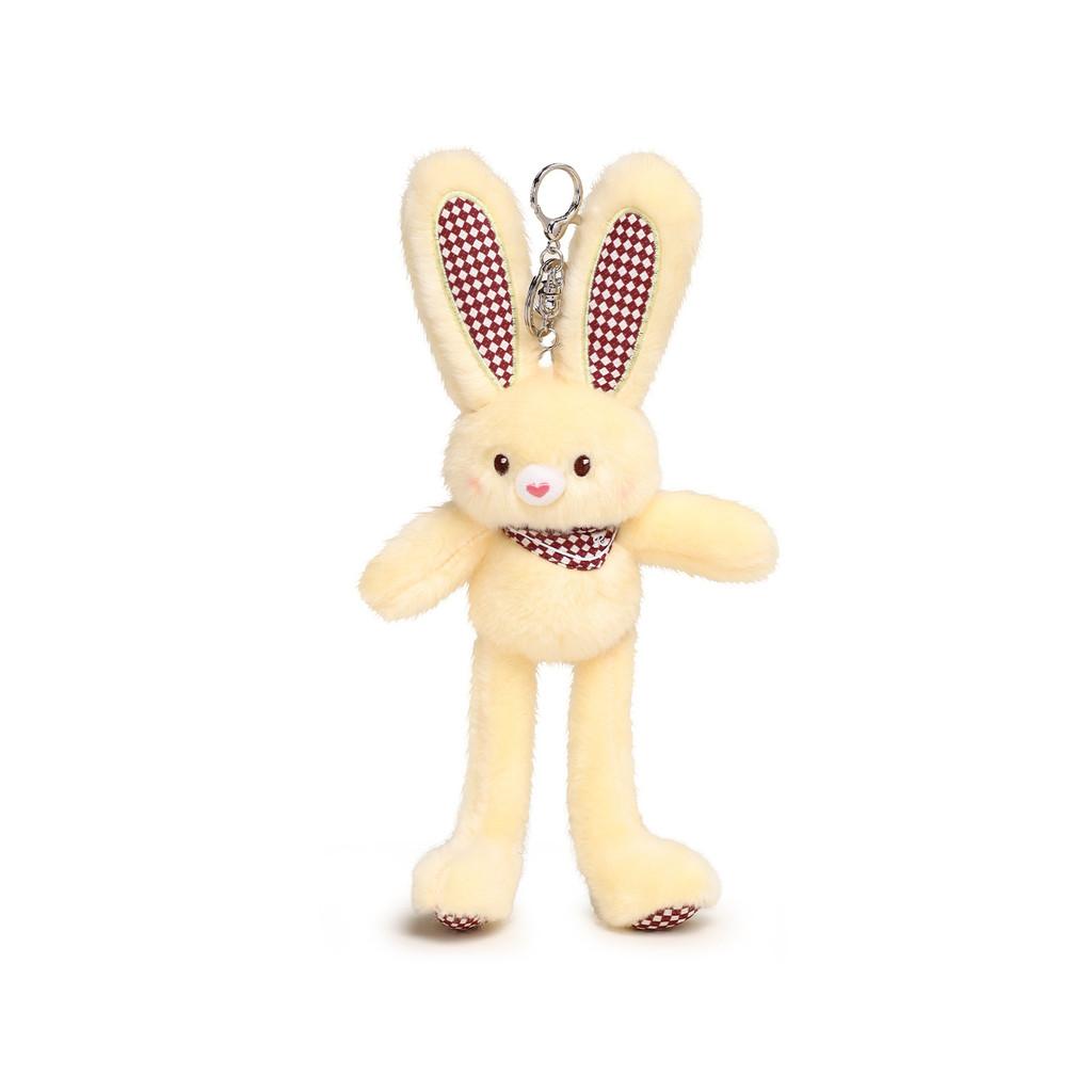 Cute Long Ear Plaid Rabbit Plush Doll Toy Pendant For Gifts And Decor