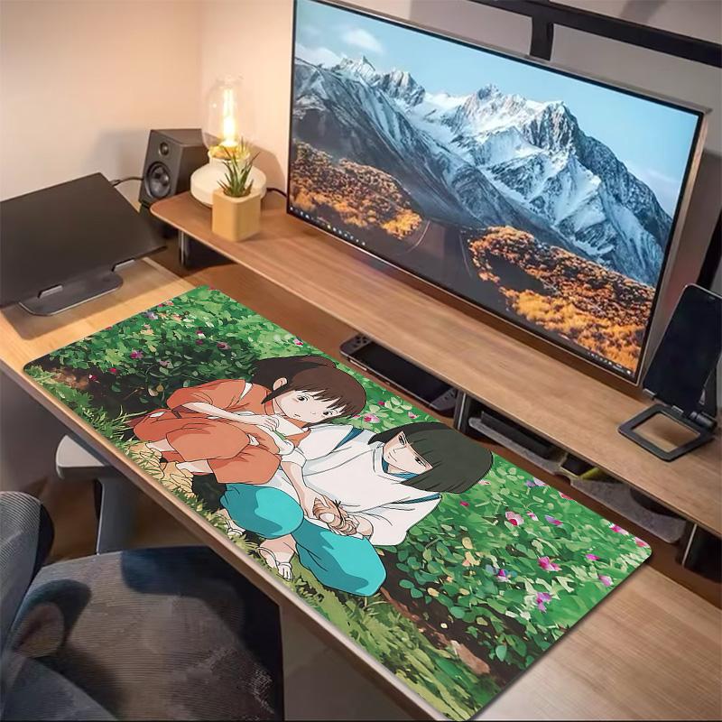 Spirited Away Print Cushion Non-slip Laptop Tablet Big Mousepad XXL Mat Mini PC Playmat With Lock edge