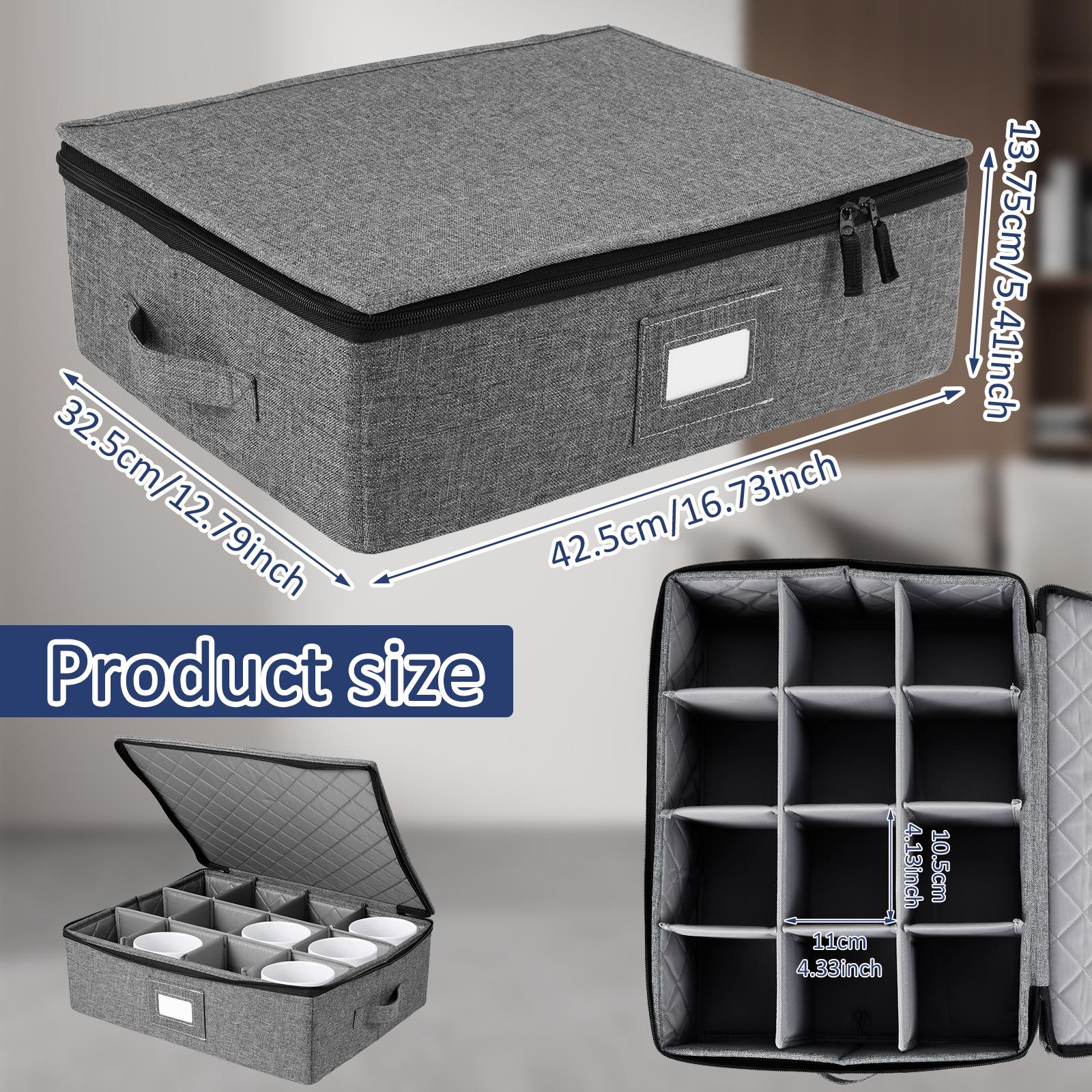 Oxford cloth Stackable Mug Storage Box with zipper for 12pcs Cups Organizer box for Kitchen Cabinets Space-Saving Cup Holder серый 6070₽