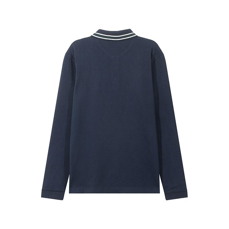 Emporio Armani EA7 Striped Knit Collar Long Sleeve Polo Shirt Men tops Dark-Blue 6DPF15-PJZSZ-1562