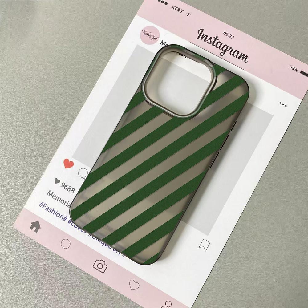 Retro Green Diagonal Stripe Phone Case For IPhone 11Pro 13 15 PIus 14 12Pro 16 17 Pro Max Case 17Air Clear Soft Cover Cases