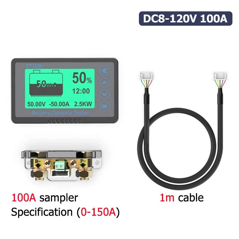 TF03K Coulomb Counter Meter DC8-120V Battery Capacity Indicator Voltage Current Display Lithium for Lead Acid Battery Detector