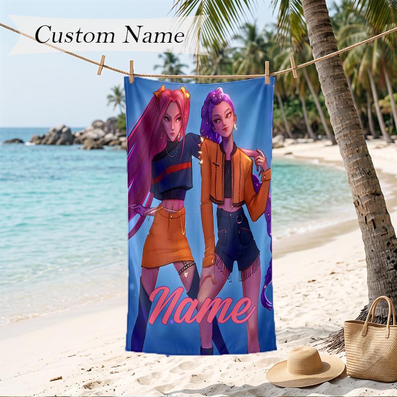HUNTRIX Custom Name Printed Beach Towel Personalized Soft Towel For Swimming Beach Travel