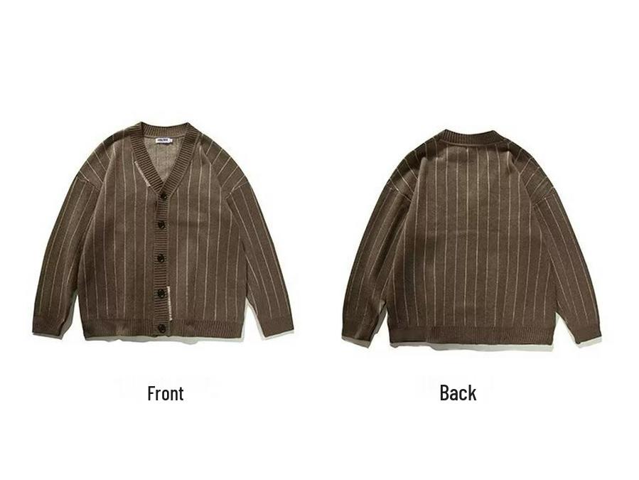 Unisex Japanischer Retro V-Ausschnitt Wollcardigan - Warm, Einfarbig, Knopfleiste Pullover