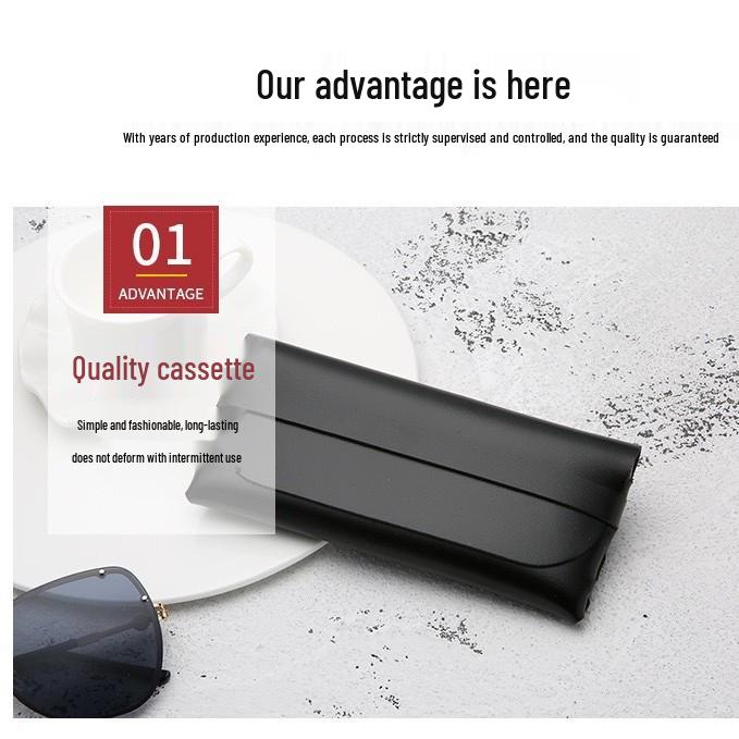 Stylish Black Leather Glasses Case - Soft PVC Sleeve for Sunglasses