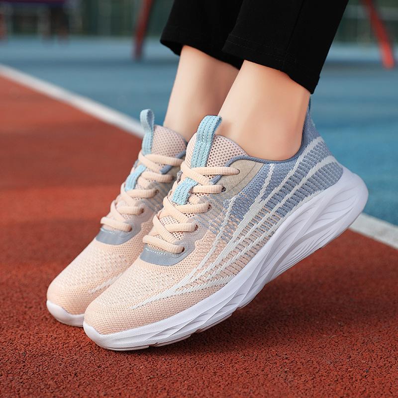 2025 spring new women's shoes flying woven sports shoes breathable mesh casual shoes fashionable multi-color lightweight student shoes