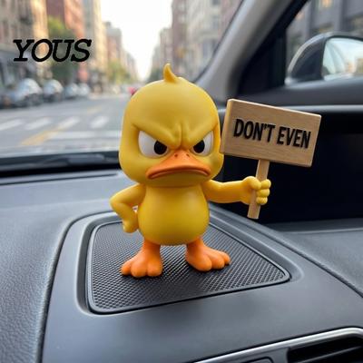 Sculpted Duck Gifts Angry Figurine Collection, Funny Yellow Desktop Ornament, Cute Grumpy Unique Gift for Friends Statue Home Office Car Dashboard