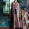 Johnature Women Vintage Polka Dot Dresses Spring Chinese Style Stand Long Sleeve Dress