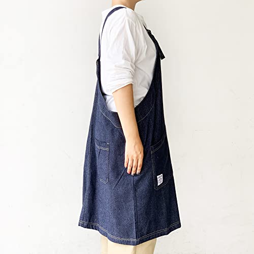 FABORI Official Coverall Apron for Men and Women with Pockets (Front and Back Pockets) (2202 Denim Navy)