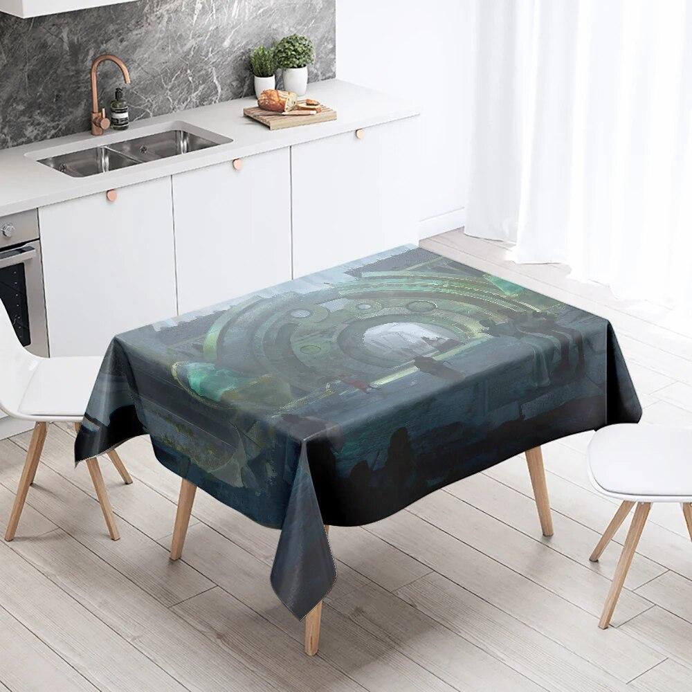 Sci-Fi Tablecloth Camping Party  Stain Resistant Waterproof Rectangular Kitchen Dining Table Home Decor
