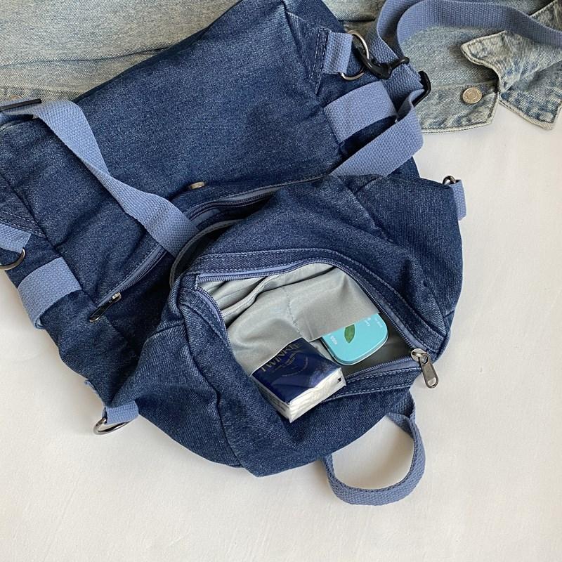 Denim Backpack Women's Casual Mini Backpack with Front Zip Pocket Adjustable Shoulder Straps Fashion School Bag