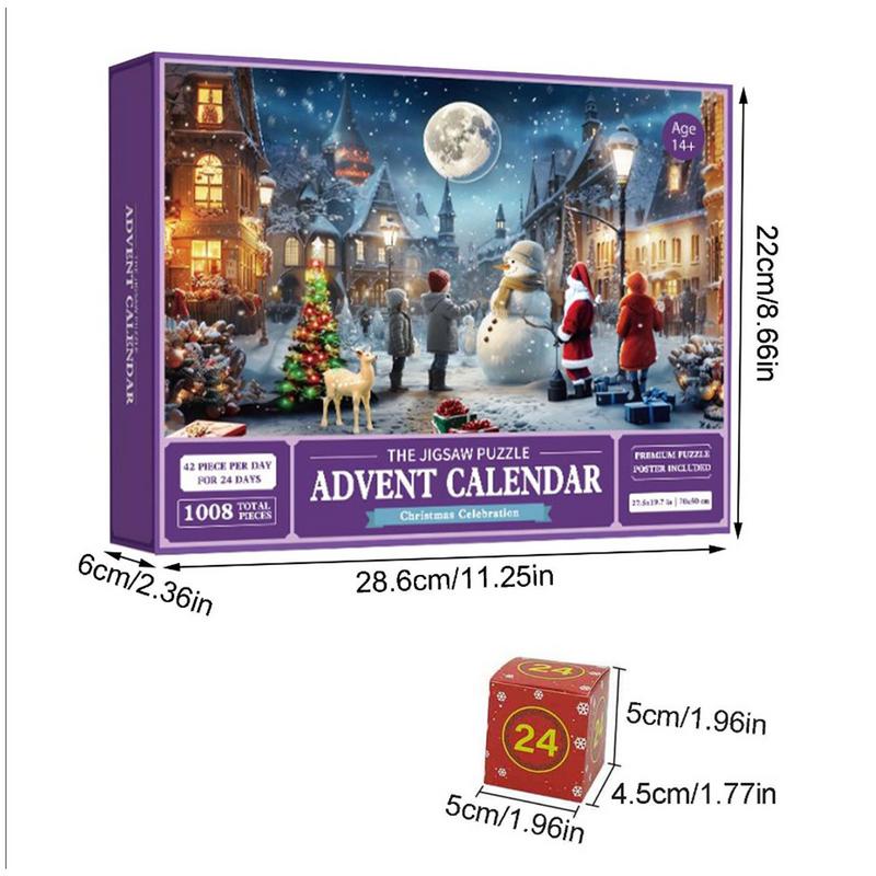 Christmas Advent Calendar 24 Day Countdown Jigsaw Puzzle 1008 Pieces Jigsaw Puzzle Home Holiday Decoration Gift