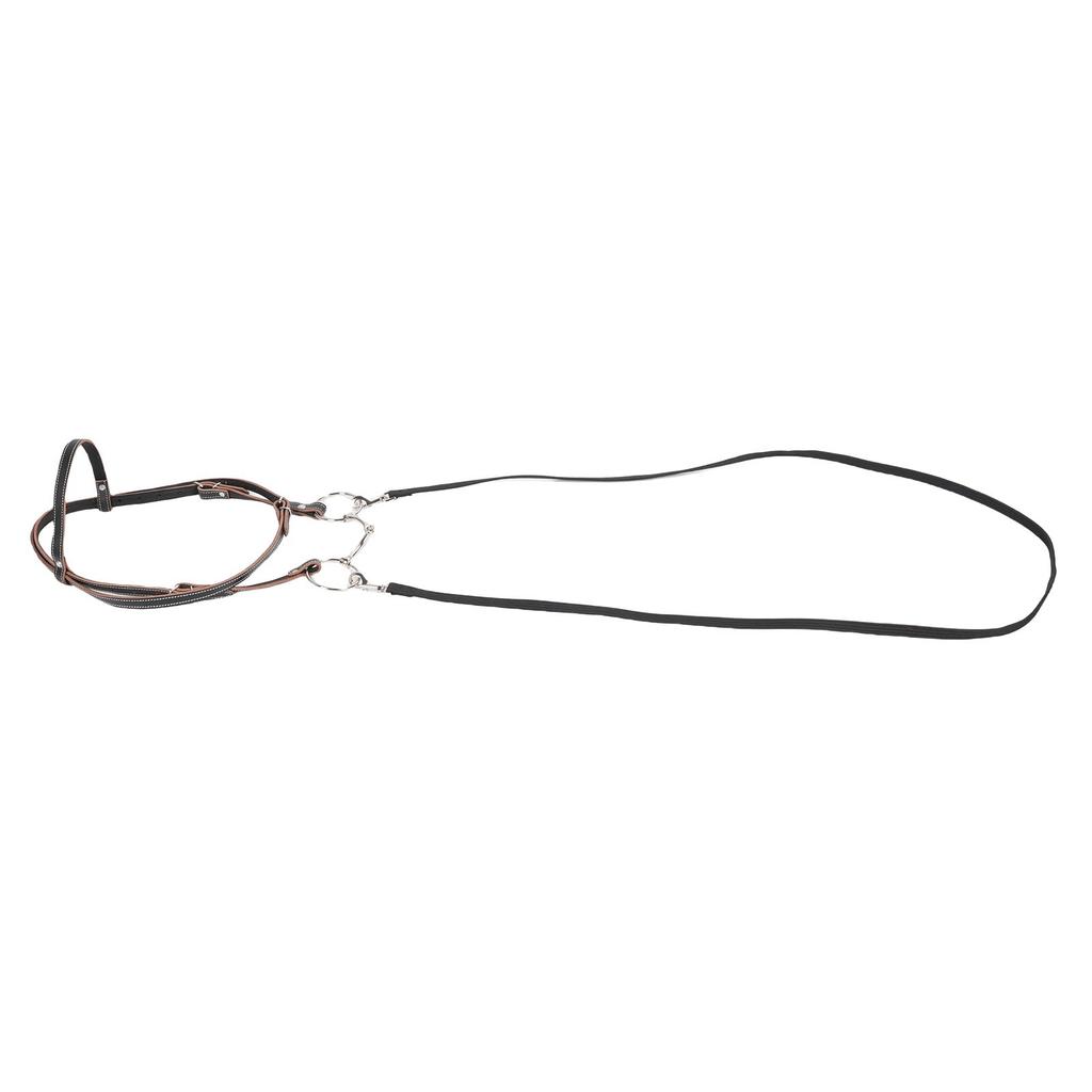 Horse Bridle with Rein Adjustable Size Cowhide Sturdy Comfortable Horse Headstall for Riding