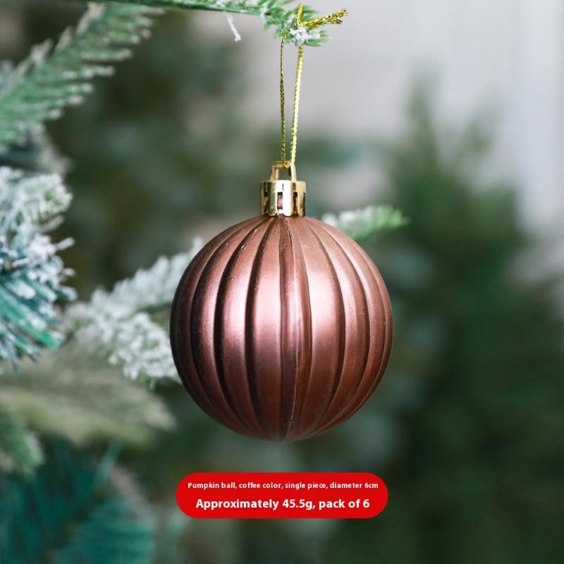 6Pcs/Set Christmas Ball Champagne Pumpkin Ball Xmas Decorative Hanging Ornaments Party Christmas Spheres Pendant