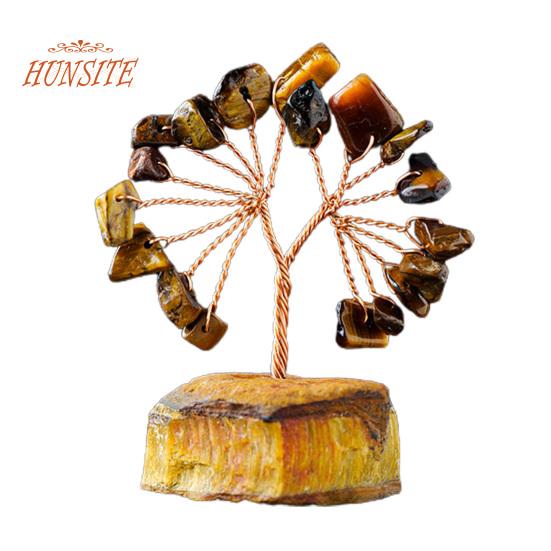 Barevná ozdoba stromu z přírodního kamene se základnou, strom peněz s pozitivní léčivou energií