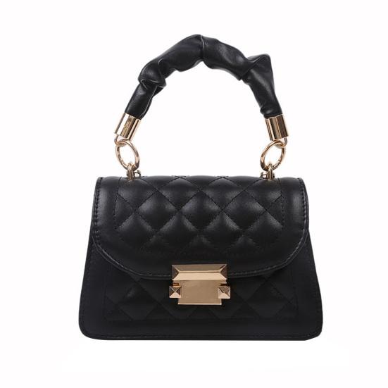 Yousheng Women Quilted Diamond Pattern Shoulder Bag Stylish Top Handle Bag with Chain Strap Stylish Crossbody Bag Solid Color Handbag for Commuting