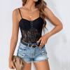Summer Women's Jumpsuit Personality Street Tight Type Black Mesh See-through Sexy Halter Jumpsuit