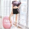 THREEGUN Shorts with Running Yoga Workout Fitness Women's 2-in-1 Pockets, Shorts, Shorts, Shorts, Shorts, Quick-Drying (Black/Purple - XL)