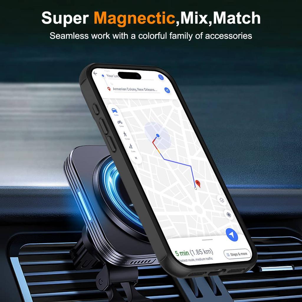 360° Magnetic Swivel Ring for iPhone 17 Pro Max 17 Pro iPhone Air Case, Built-in Metal Stand, Shock and Vibration Resistant Case